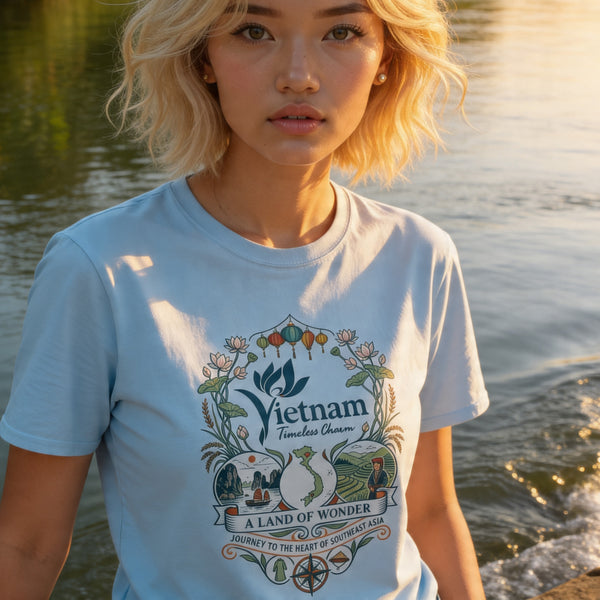 Vietnam Travel T-Shirt — 'A Land of Wonder' Vintage Scenic Tee - image 1