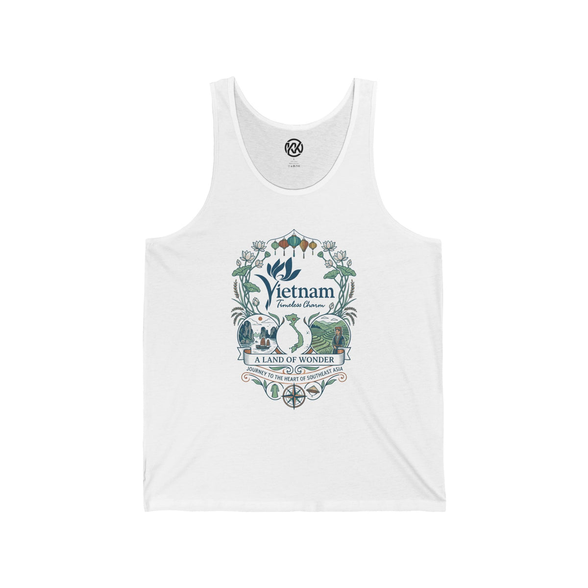 Vietnam Travel Tank Top — 'Vietnam: A Land of Wonder' Floral Vintage Graphic - image 1