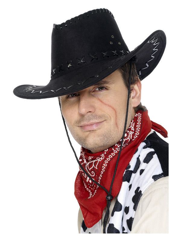 Black Suede Look Cowboy Hat