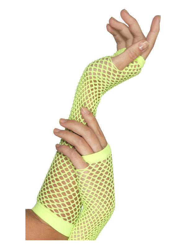 Neon Green Fishnet Gloves