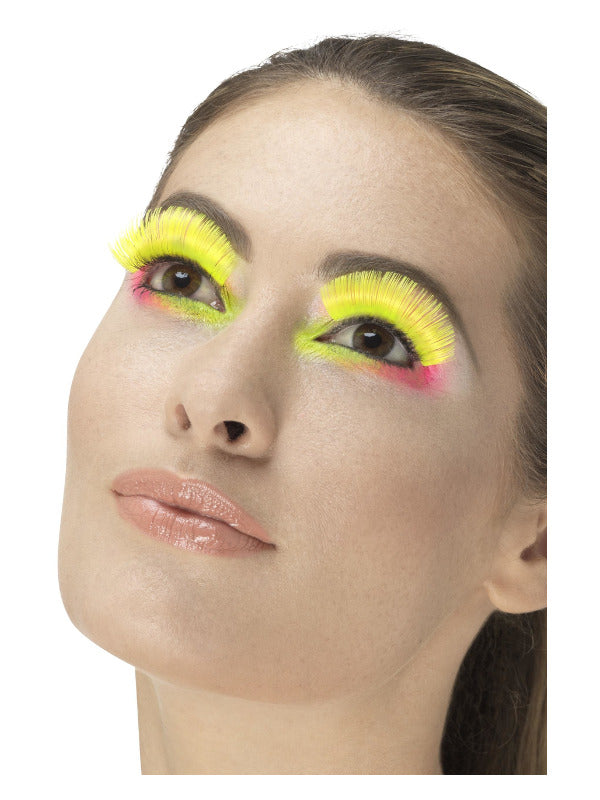 80s Neon Yellow Party Eyelashes - image 1
