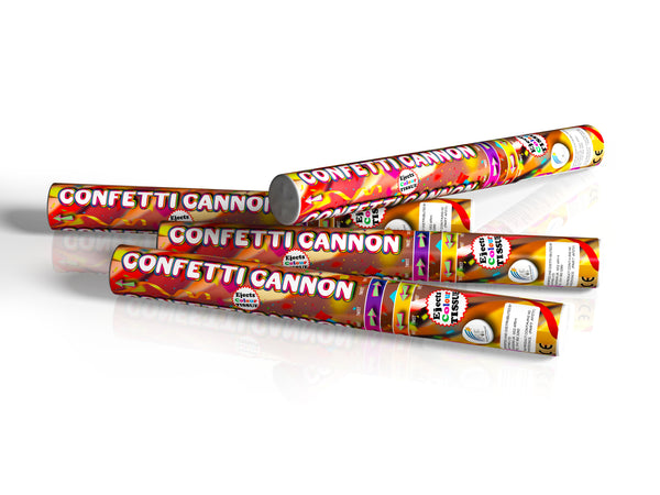 Pack of six 50cm multi-colour tissue confetti cannons