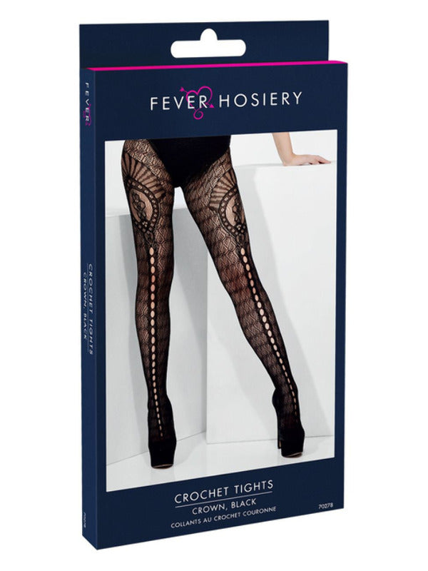 Fever Black Crown Crochet Tights - image 3