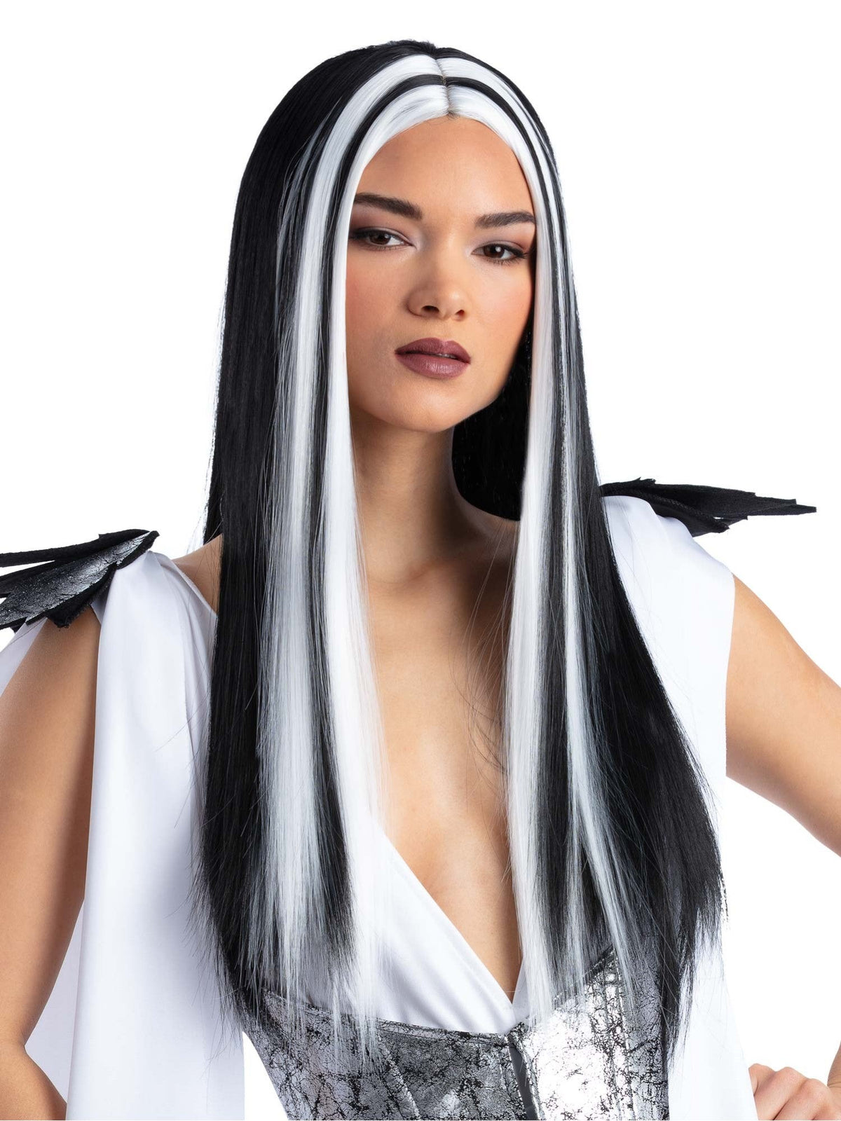 Madame Monster Wig, Black with White Streaks