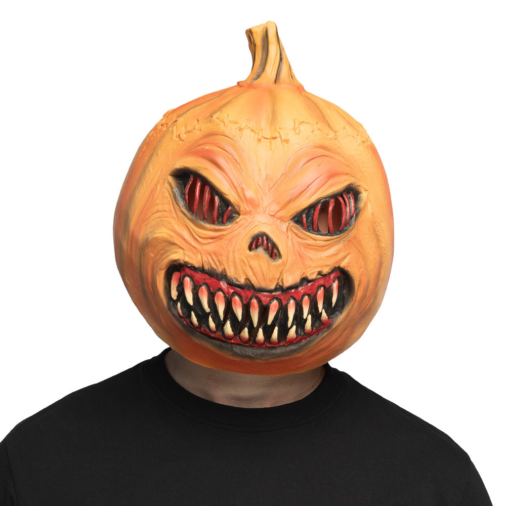 Pumpkin Monster Latex Head Mask - image 1