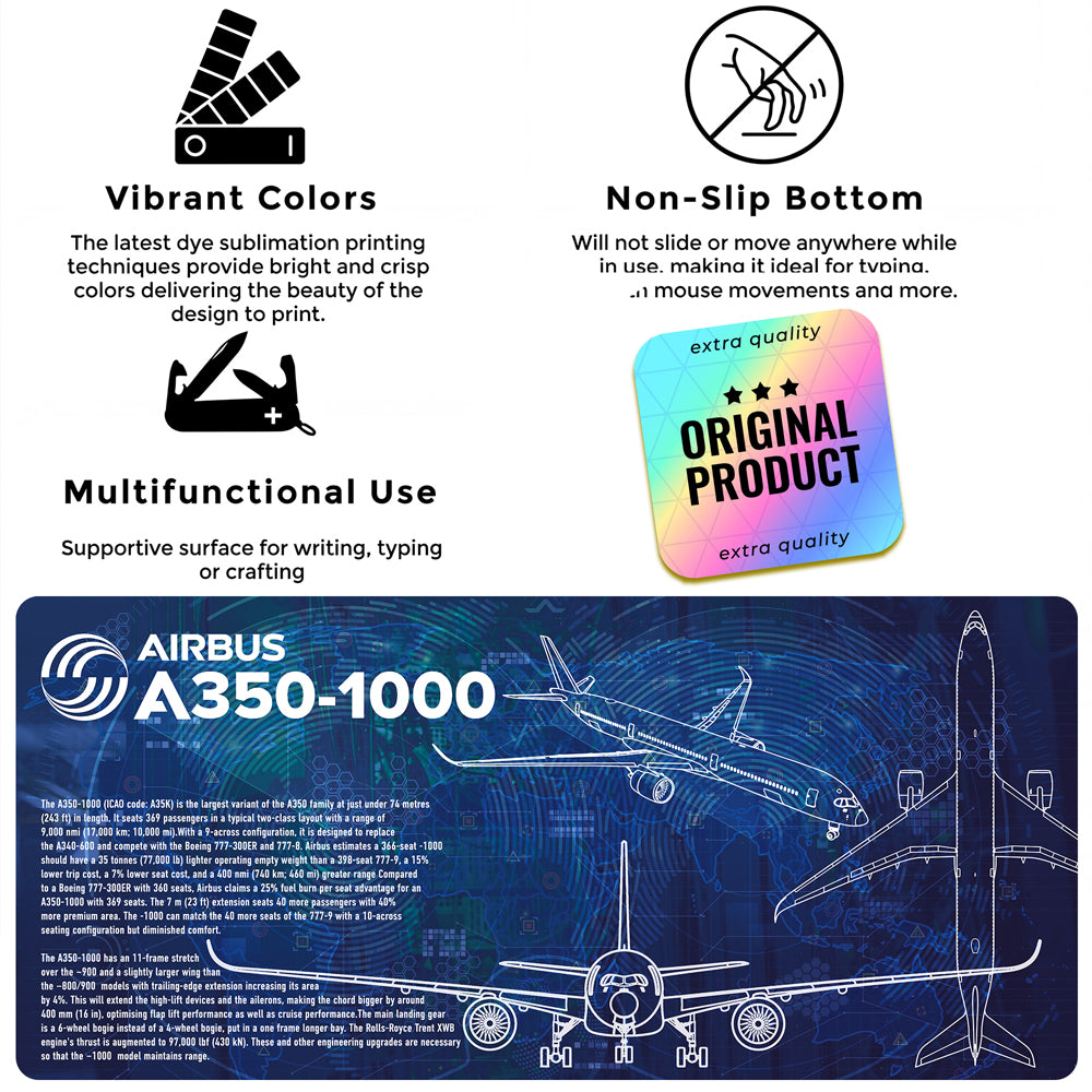 Airbus A350-1000 Desk Pad Mouse Mat 90x40cm - image 4