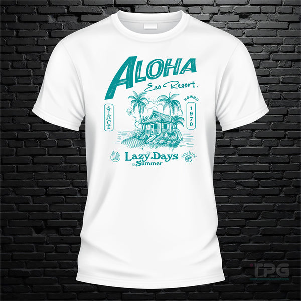 Relaxing Aloha Design T-Shirt – Classic Fit Heavyweight Cotton Tee - image 4