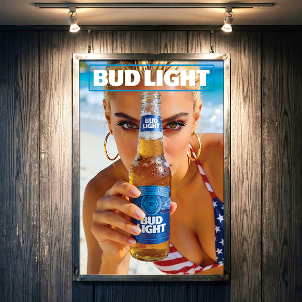 All American Bug Light Bikini Eyes Up Here Poster Wall Art, Modern Home Decor, Digital Print - image 1