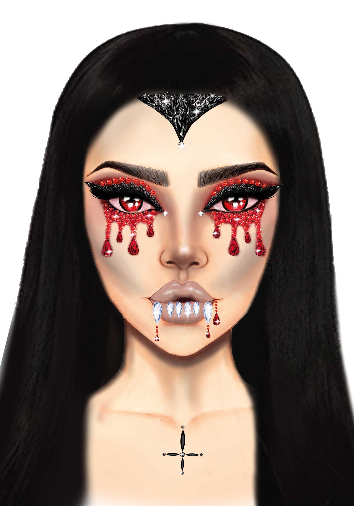 Vampire Adhesive Face Jewels Sticker - image 1
