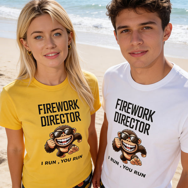Firework Director graphic T-shirt front print