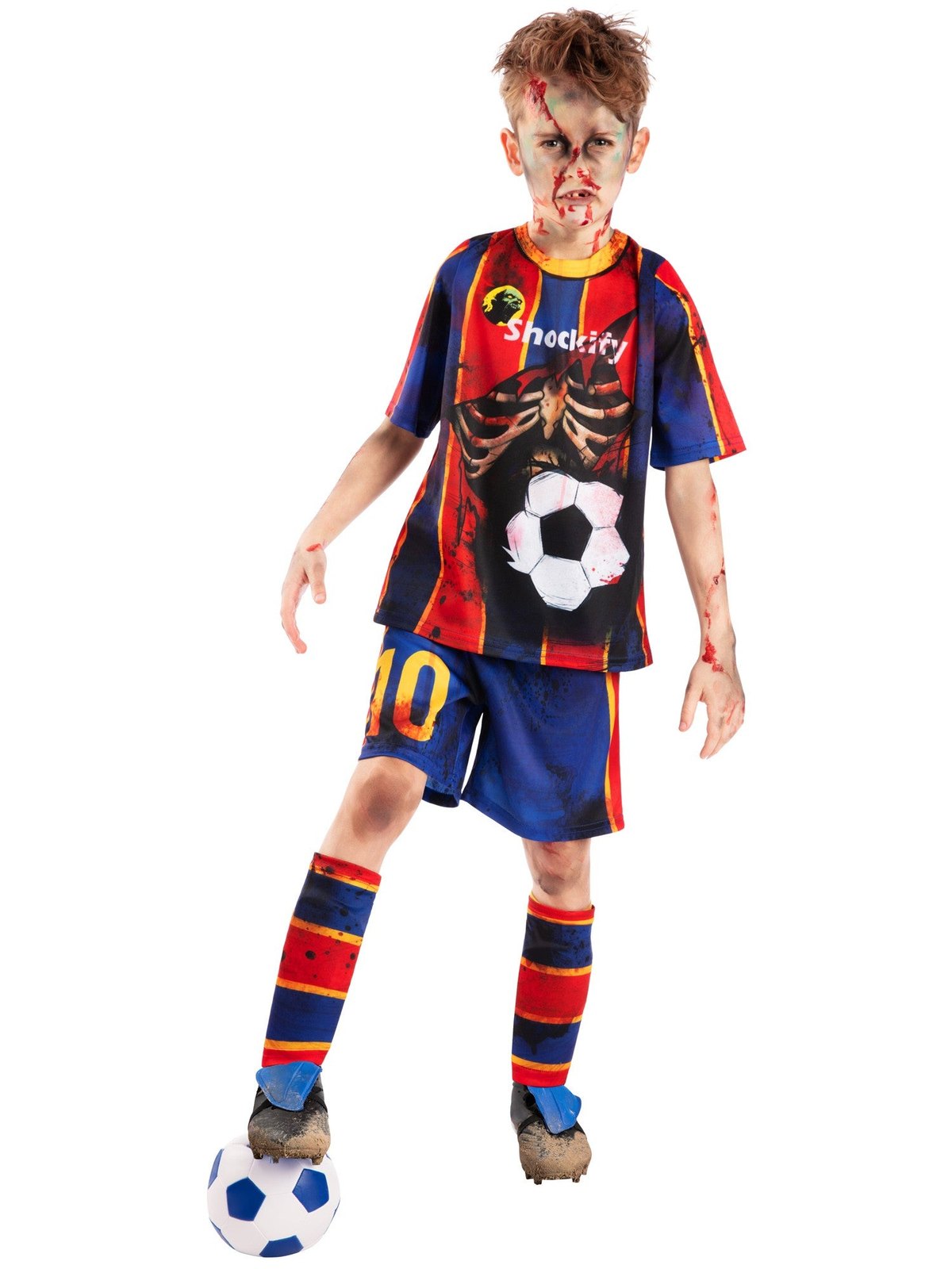 Zombie Mess-icre child costume with football
