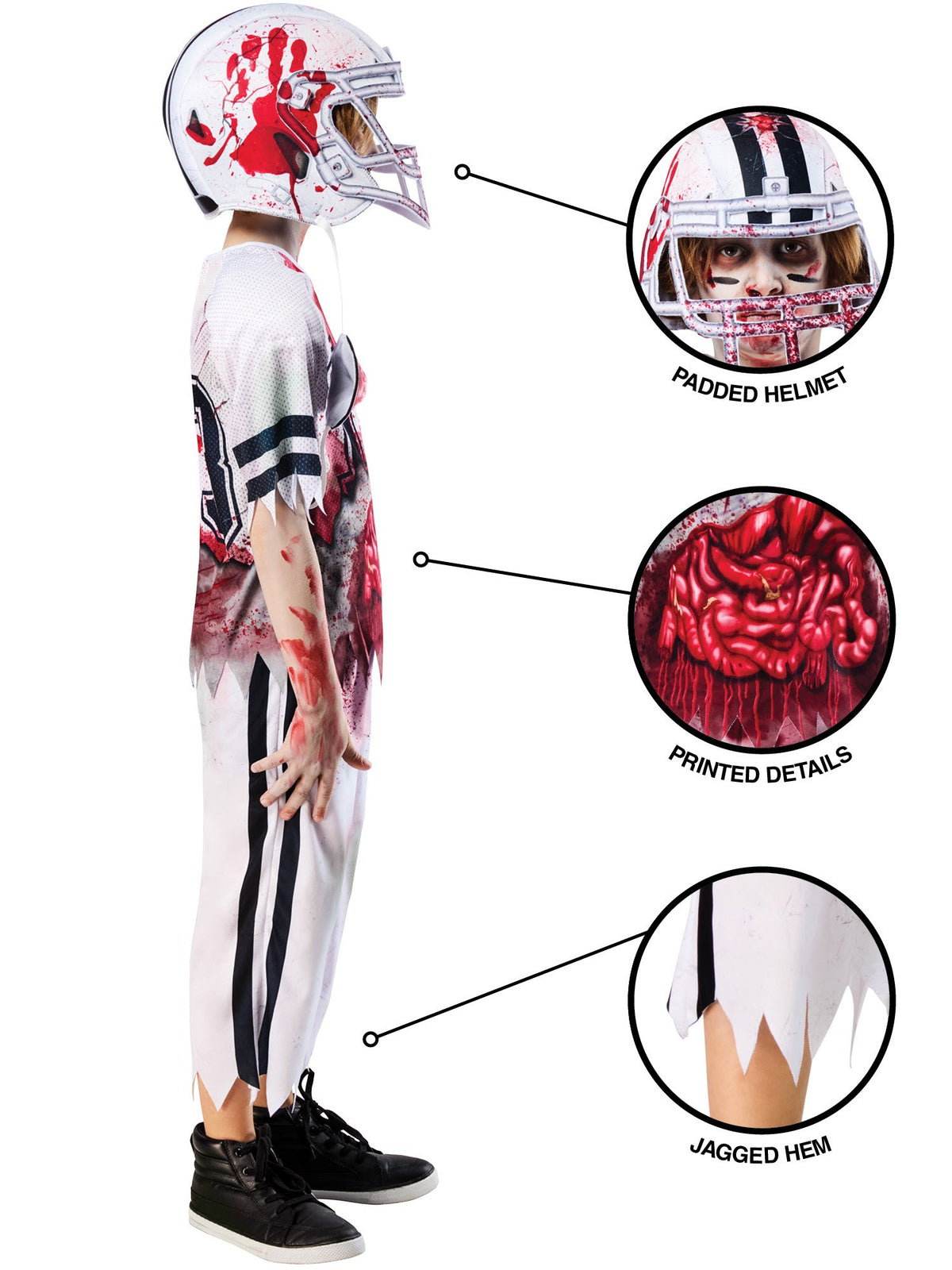 Zombie American Footballer Kids Costume - image 3