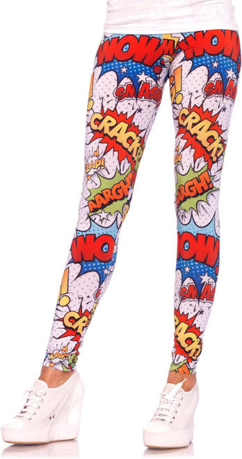 Crime Fighter Comic Book Print Leggings
