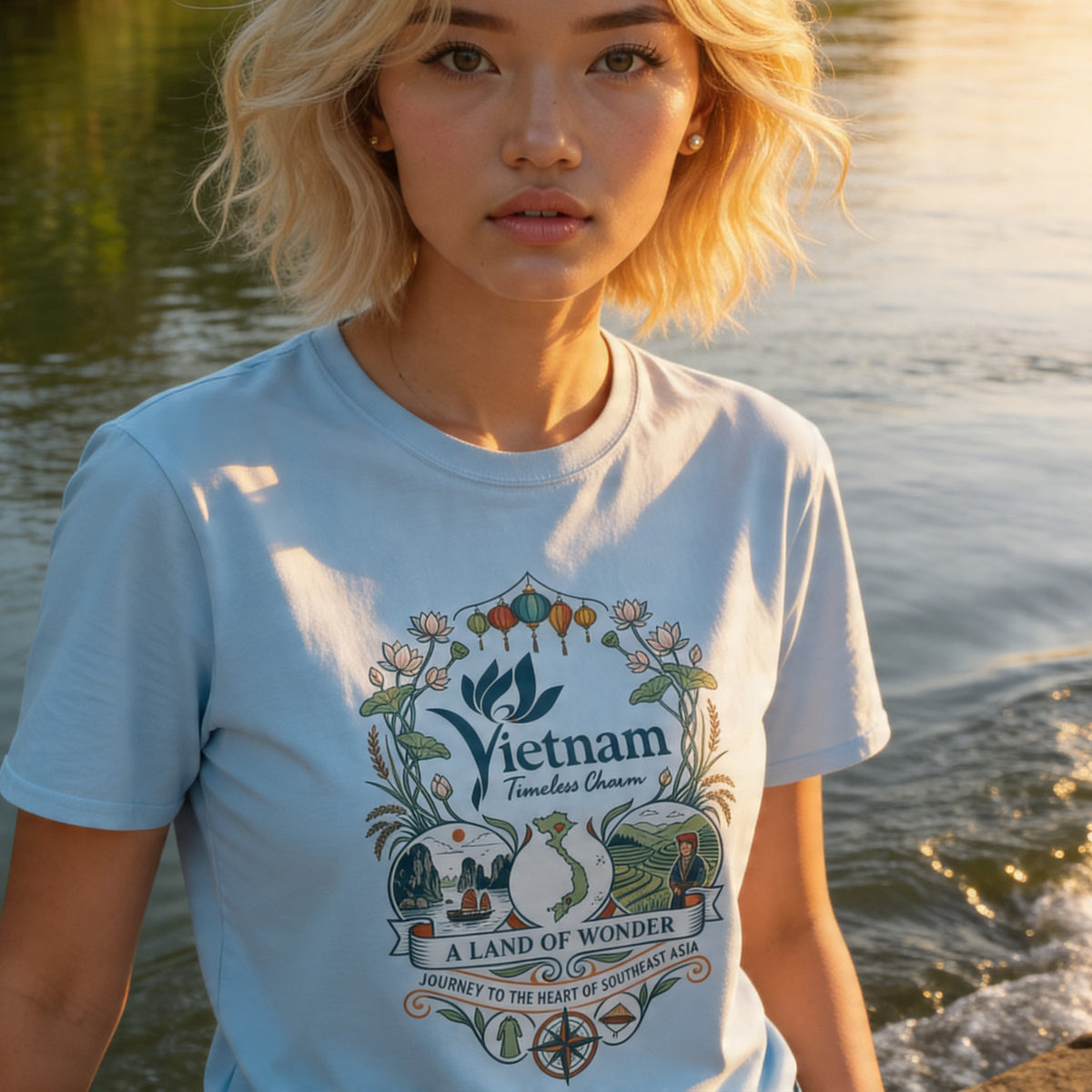 Vietnam Travel T-Shirt — 'A Land of Wonder' Vintage Scenic Tee - image 1