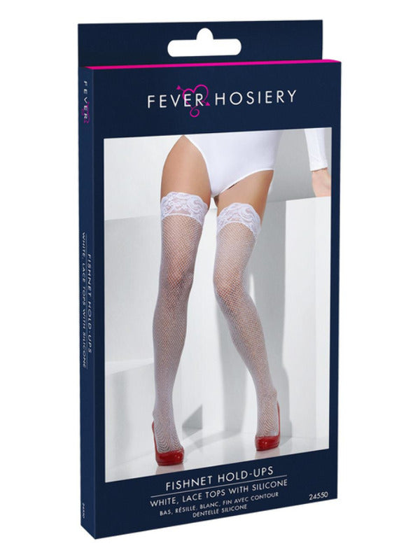 White Fishnet Hold Up Stockings - image 3