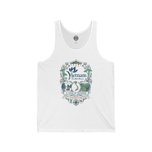 Vietnam Travel Tank Top — 'Vietnam: A Land of Wonder' Floral Vintage Graphic - image 1