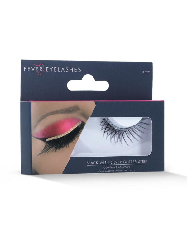 Eyelashes Black with Silver Glitter
