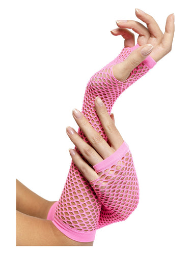 Pink Fishnet Gloves