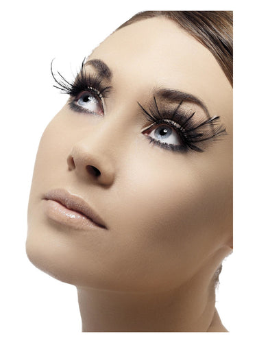 Eyelashes, Black with Feather Plume