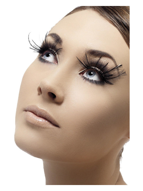 Eyelashes, Black with Feather Plume