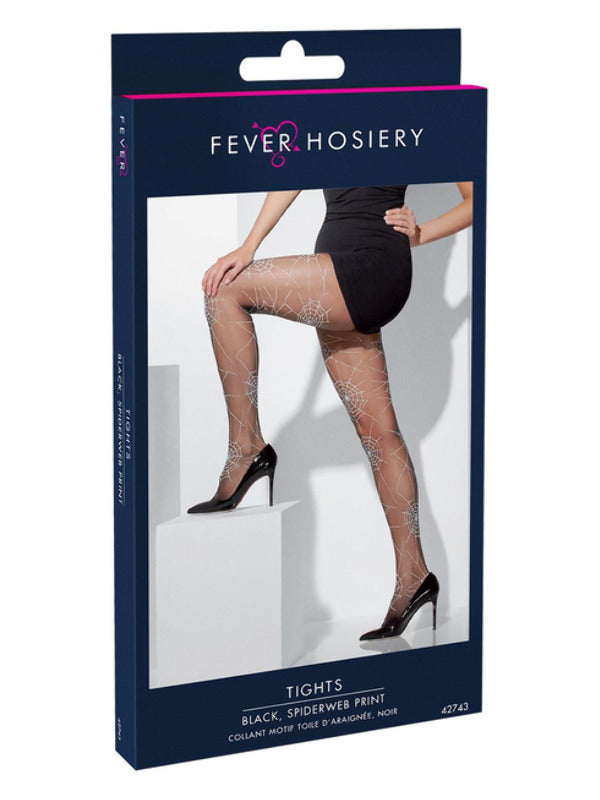 Black Spiderweb Print Tights