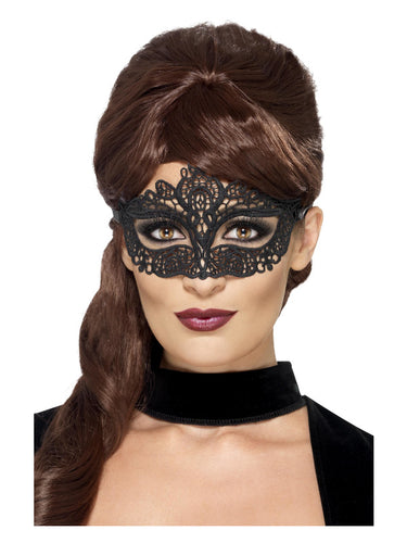 Black Embroidered Lace Filigree Eyemask