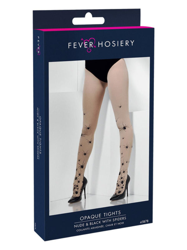 Nude and Black Tights with Spider Print - image 2