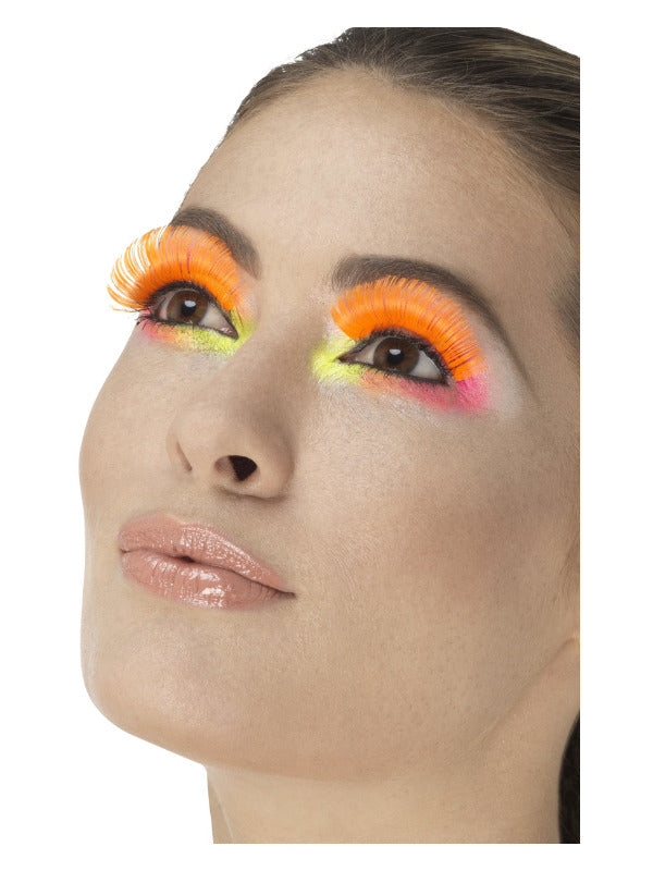 80s Neon Orange Party Eyelashes
