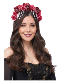Red Rose and Skeleton Hand Headband - image 1