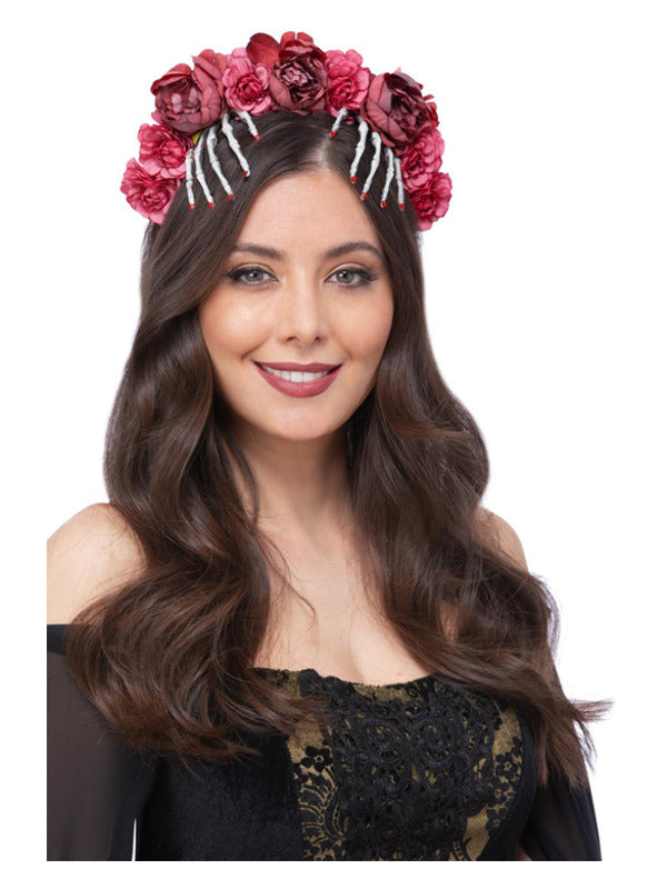 Red Rose and Skeleton Hand Headband - image 1