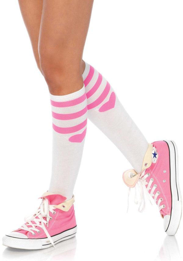 Sweetheart Knee Socks White