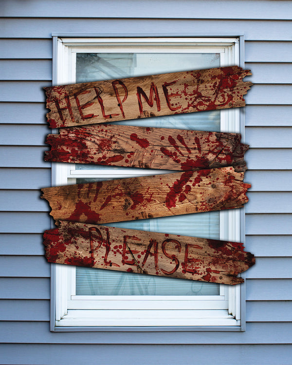 Haunted Window Boards Bloody Words