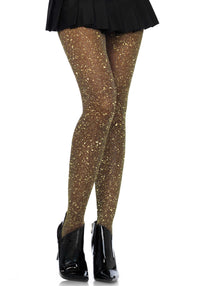 Lurex Shimmer Sheer Tights Black and Gold - image 1