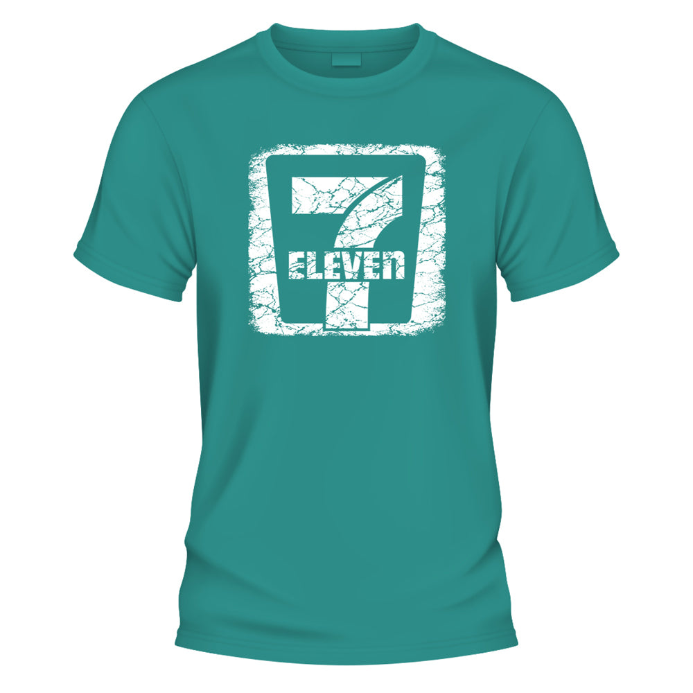 7 Eleven White Distressed T-Shirt, Casual Summer Graphic Tee, Unisex Vintage Style Top - image 1