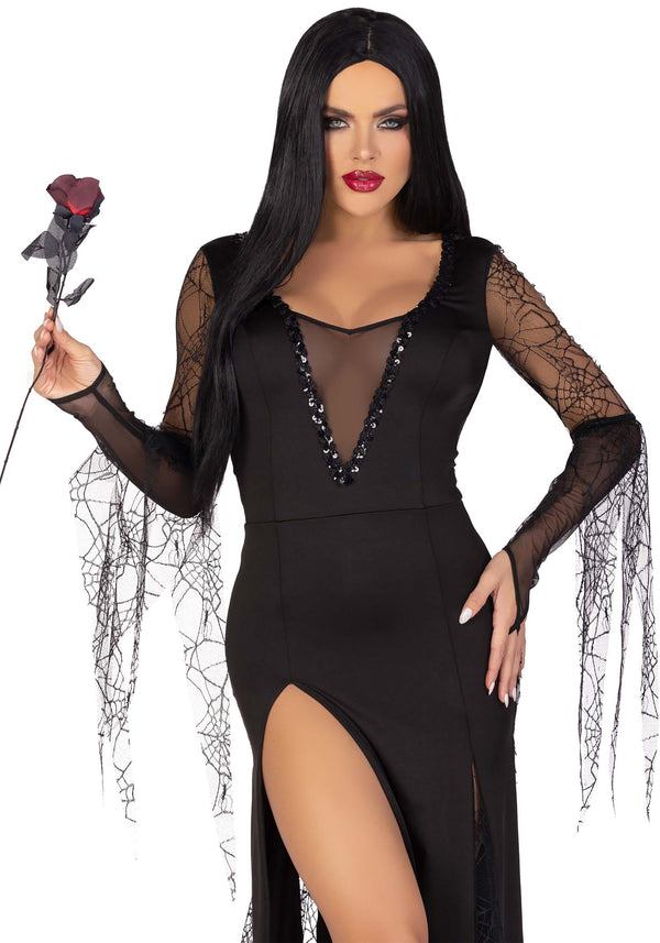 Sexy Spooky Morticia Dress Costume - image 1