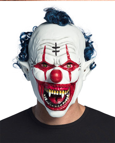Vampire Clown with Hair Latex Head Mask