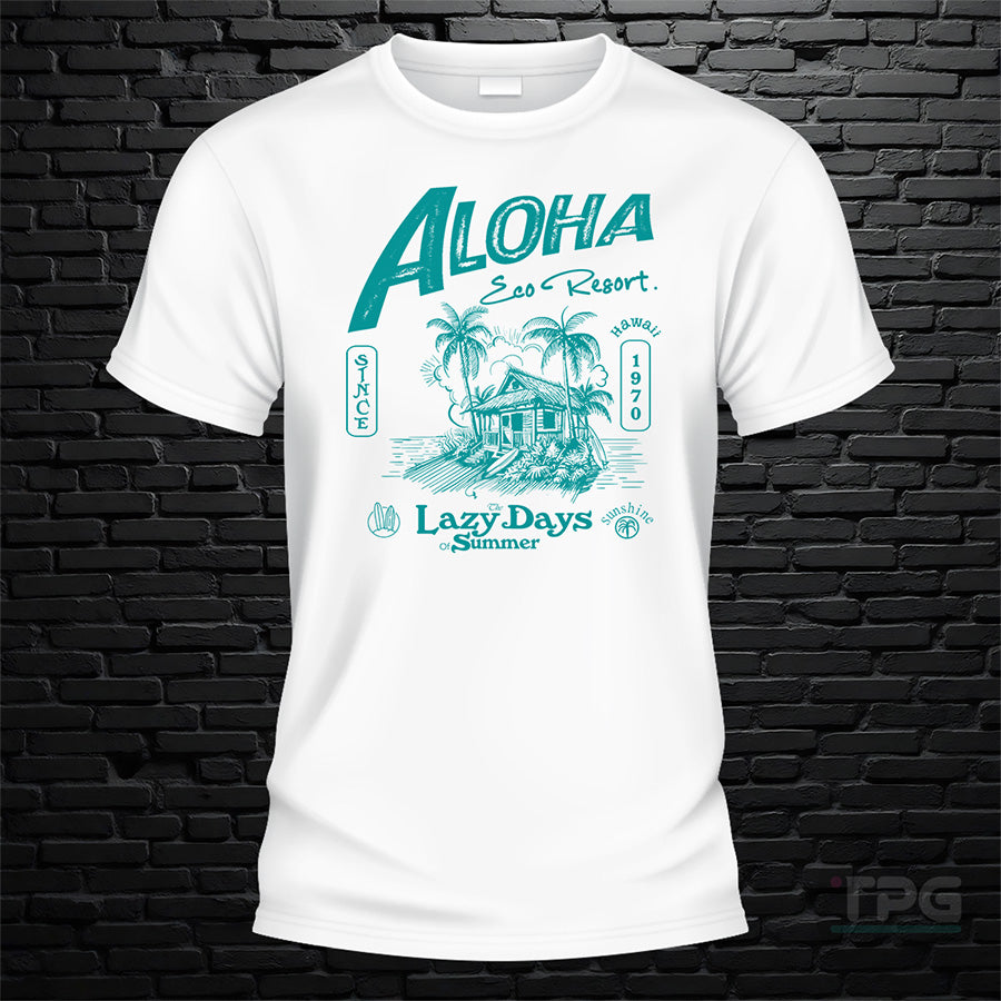 Relaxing Aloha Design T-Shirt – Classic Fit Heavyweight Cotton Tee - image 4