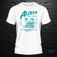 Relaxing Aloha Design T-Shirt – Classic Fit Heavyweight Cotton Tee - image 4