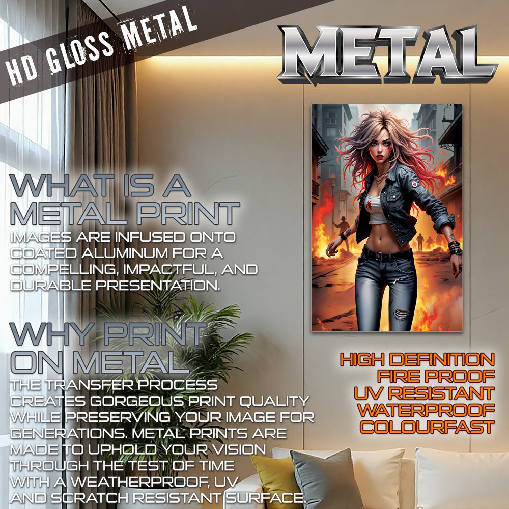 Burning Fear metal print wall art