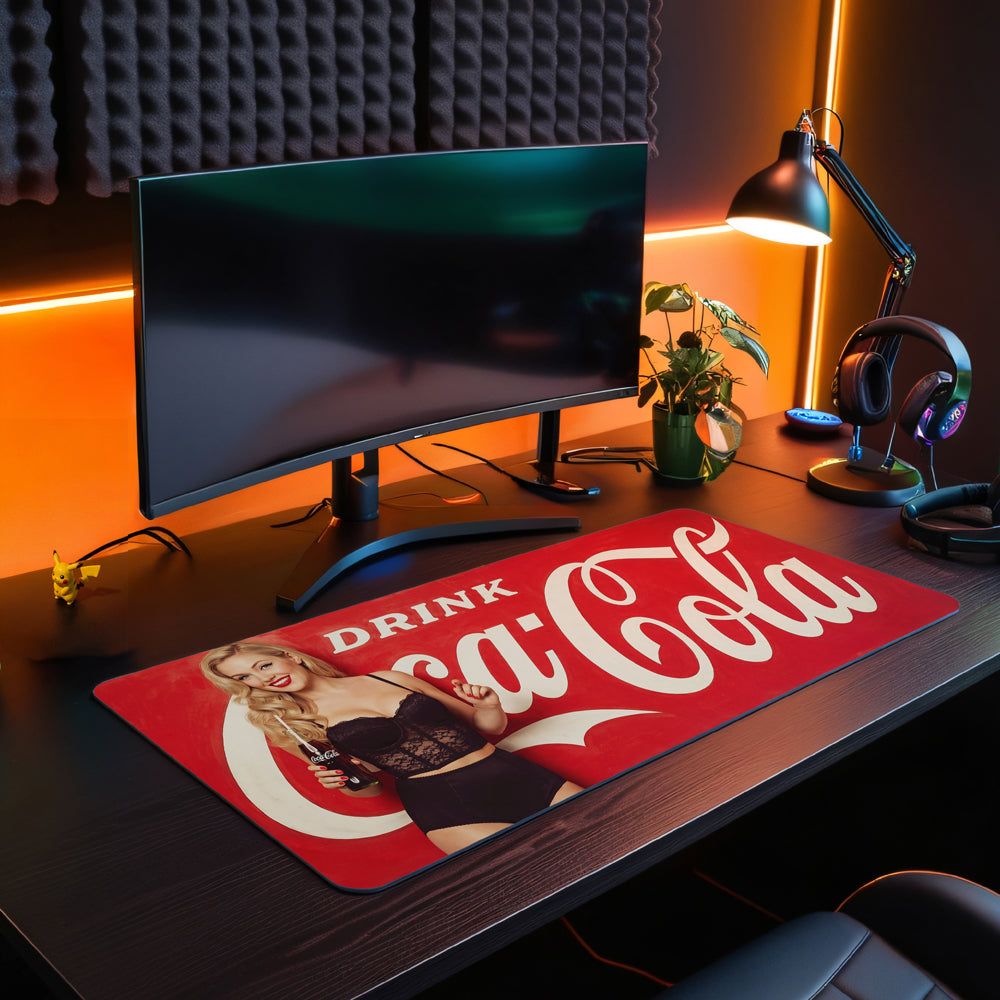 Coca Cola Basque Girl Desk Pad Mouse Mat 90x40cm - image 3