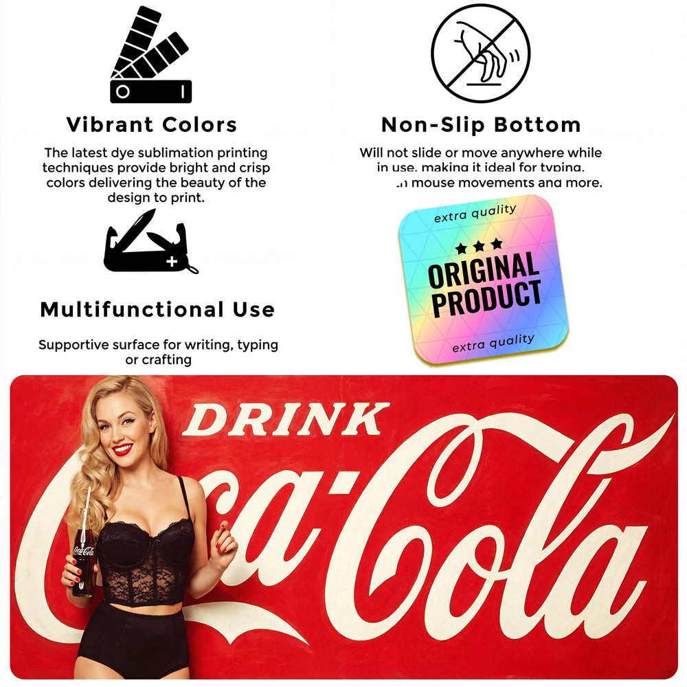 Coca Cola Basque Girl Desk Pad Mouse Mat 90x40cm - image 5