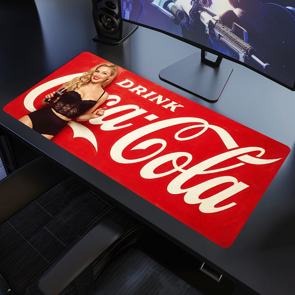 Coca Cola Basque Girl Desk Pad Mouse Mat 90x40cm - image 1
