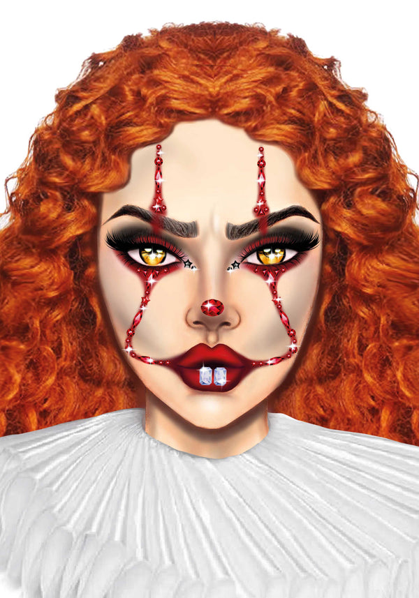 Clown Adhesive Face Jewels Sticker - image 1