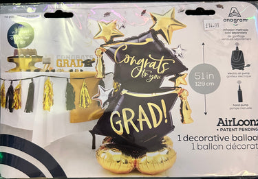 51” AirLoonz Congrats Grad Cap & Star Foil Balloon
