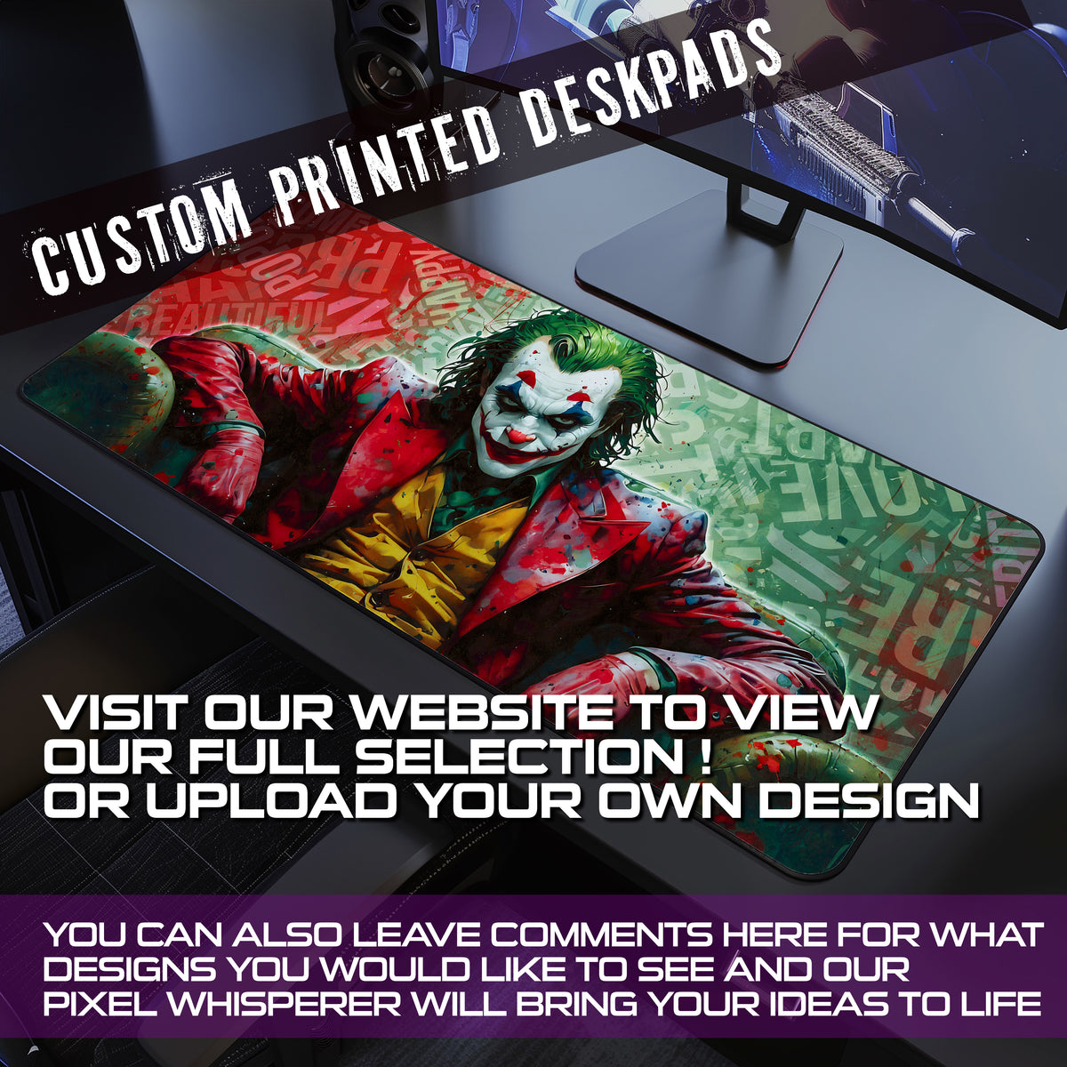 Joker's Grin Desk Pad Mouse Mat 90x40cm - image 3