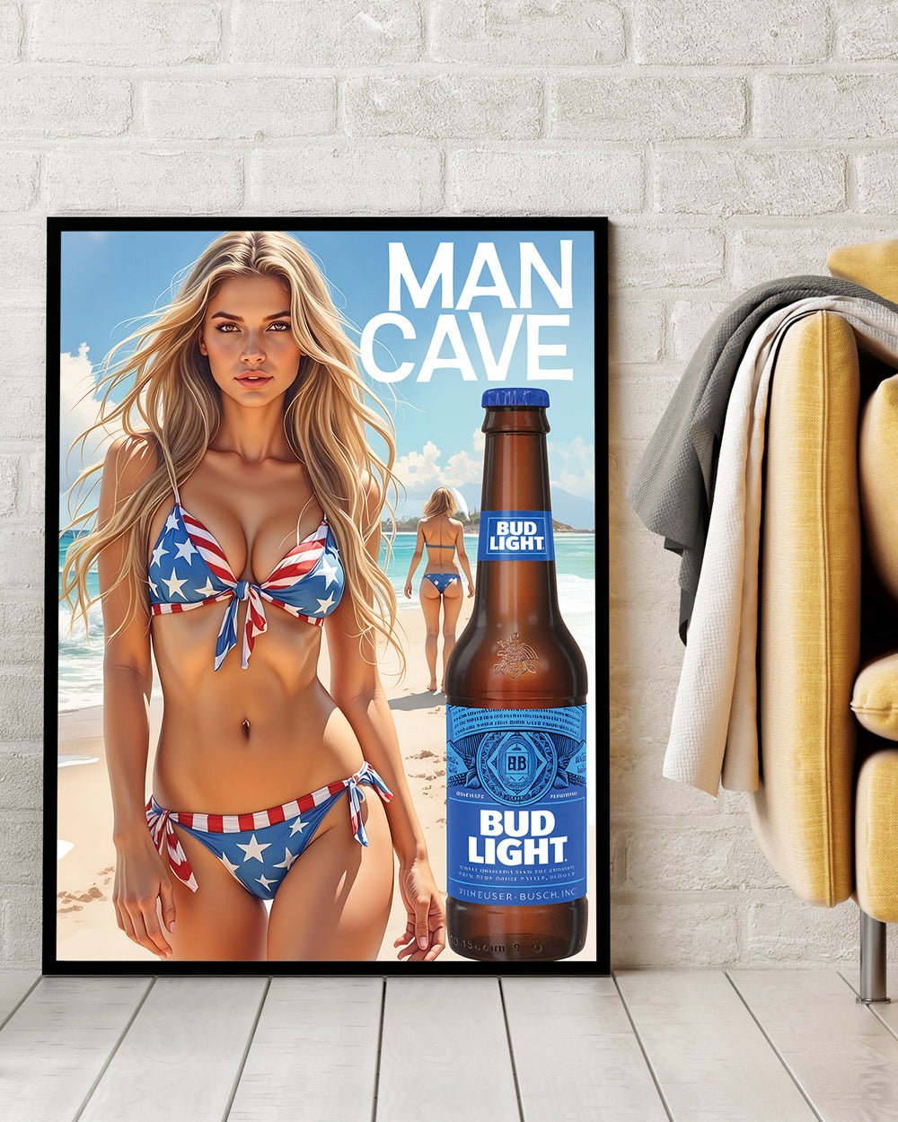 Bikini n Beers Man Cave poster portrait mockup