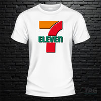 7 11 graphic T-shirt front print on brick wall