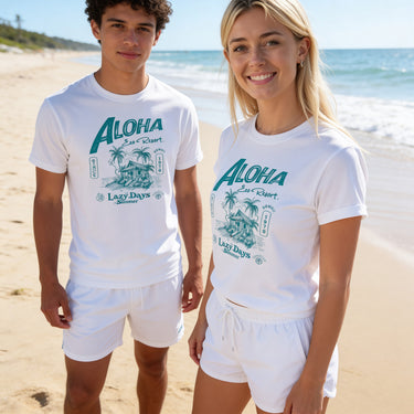 Relaxing Aloha Design T-Shirt – Classic Fit Heavyweight Cotton Tee
